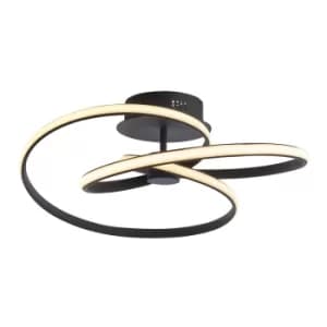 Dune Modern Designer LED Semi Flush Light Swirl Textured Black Finish