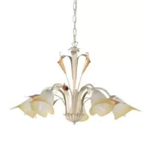 Lucrezia 5 Light Multi Arm Pendant Ceiling Light, Ivory