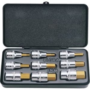 Elora 9 Piece 1/2" Drive Hexagon Socket Bit Set Metric 1/2"