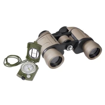 PRAKTICA Falcon 8x40mm Field Binoculars Sand + Military Waterproof Compass