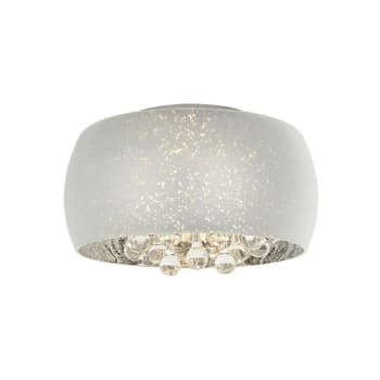 Endon Lighting Eclipse - Flush Silver Plated Effect Glass & Clear Glass Drops 3 Light Dimmable IP20 - G9