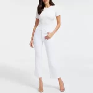 Good American Good Legs Cropped Stretch-Denim Flared Jeans - US 10/UK 14