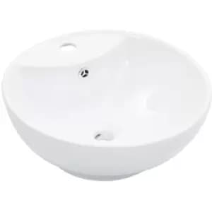 Wash Basin with Overflow 46.5x18cm Ceramic White Vidaxl White