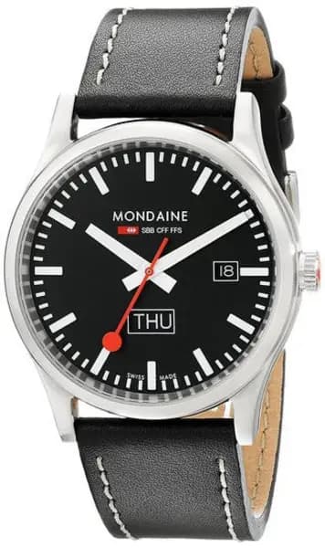Mondaine Watch Sports Line Gents Day Date - Black MD-036