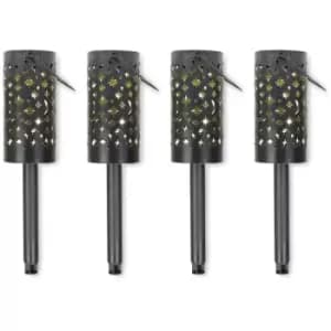 4x Solar Powered Black Lantern Spike Lights for Drive Path Patio Decor Stake Solar Light Outdoor Garden Lighting