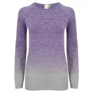 Tombo WomensLadies Seamless Fade Out Long Sleeve Top (S/M) (Purple/Light Grey Marl)