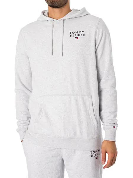 Tommy Hilfiger Lounge Chest Logo Pullover Hoodie Ice Grey Heather XL