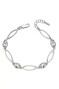 Sterling Silver & Clear CZ Navette Link Bracelet