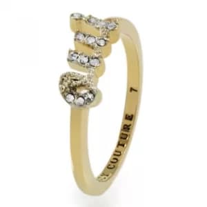 Ladies Juicy Couture PVD Gold plated Size O Pave Oui Ring