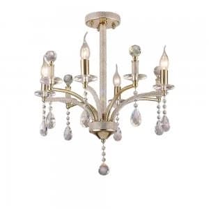 Semi Flush Ceiling Pendant 4 Light French Gold, Crystal