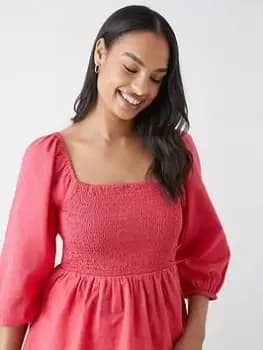 Dorothy Perkins Shirred Bodice Blouse - Pink, Size 16, Women