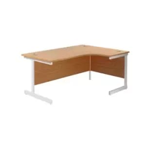 1800X1200 Single Upright Right Hand Radial Desk Nova Oak - White + Desk High Ped