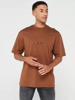 HUGO Dorki Oversize T-Shirt - Brown, Brown Size M Men