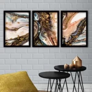 3SC23 Multicolor Decorative Framed Painting (3 Pieces)