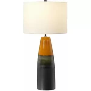 Loops - Table Lamp Orange & Graphite Tapered Vase Ivory Drum Shade LED E27 60W Bulb