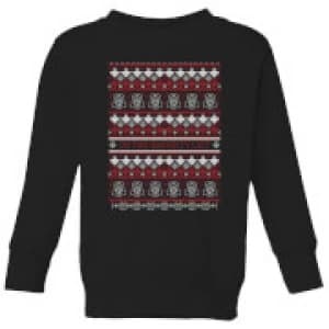 Star Wars On The Naughty List Pattern Kids Christmas Sweatshirt - Black - 11-12 Years