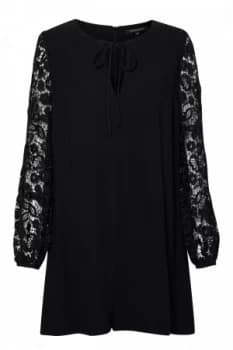 French Connection Malaita Lace Tie Neck Playsuit Black