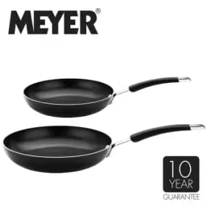 Meyer Induction Aluminium Frying Pan Twin Pack Black