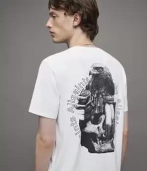 AllSaints Mens Quill Crew T-Shirt, Optic White, Size: M