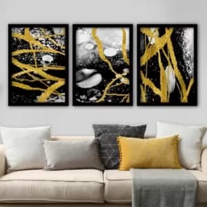 3SC76 Multicolor Decorative Framed Painting (3 Pieces)