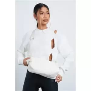 I Saw It First Cream Quilted Nylon Shoulder Bag - White