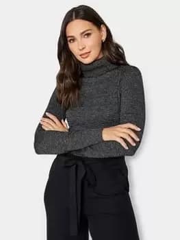 Long Tall Sally Black Lurex Roll Neck, Black, Size 10-12, Women