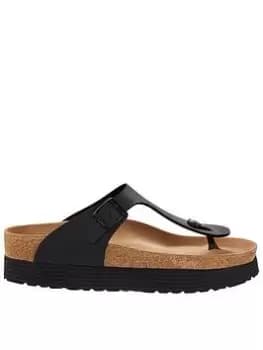 Birkenstock Gizeh Grooved Platform Bf Sandal - Black, Size 4, Women