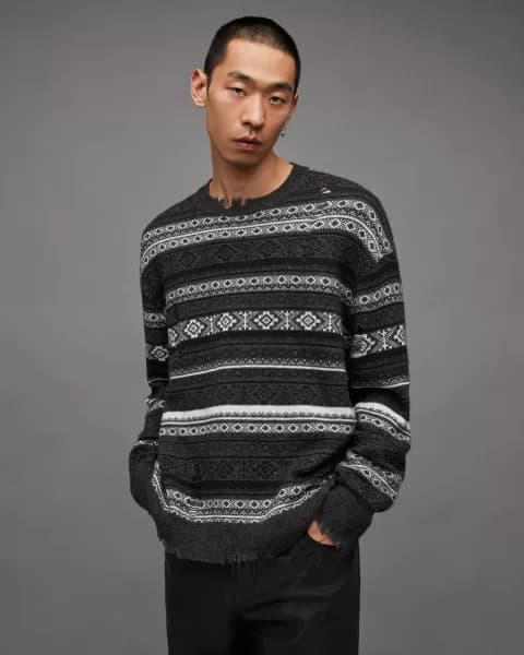 AllSaints Halldor Fair Isle Oversized Fit Jumper
