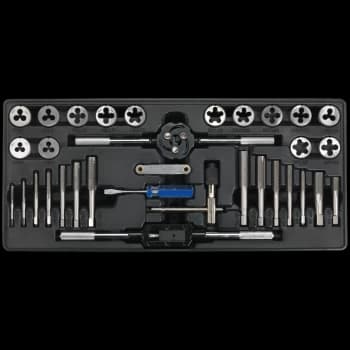 Sealey 33 Piece Tap and Die Set Metric, UNF and BSP in Module Tray