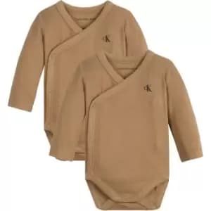 Calvin Klein Jeans Rib Wrap Ls Body - Brown