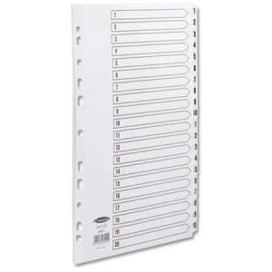 Concord Commercial Index Mylar-reinforced Europunched 1-20 Clear Tabs A4 White Ref 08401