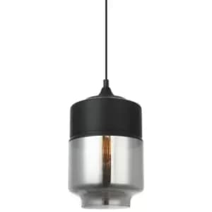 Netlighting Modern Hanging Pendant Black 1 Light with Black, Smoky Shade, E27 Di