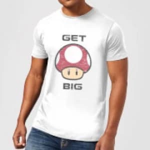 Nintendo Super Mario Get Big Mushroom Mens White T-Shirt - L - White