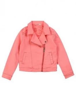 Billieblush Girls Embroidered Denim Jacket - Fuchsia