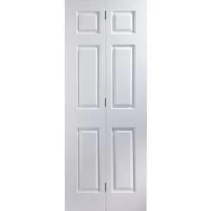 6 Panel Primed Woodgrain effect Unglazed Internal Bi fold Door H1981mm W762mm