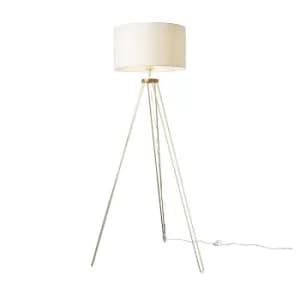 Aero Hairpin Gold Tripod Floor Lamp with XL Mink Reni Shade