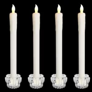 LED Dinner Candles 4Pcs Wax Flickering with Holder