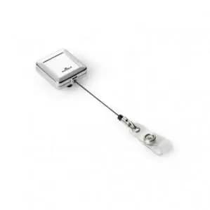 Durable Retractable Badge Reel Chrome Square Quadro Pack of 10