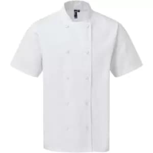 Premier Unisex Adult Coolchecker Short-Sleeved Chef Jacket (M) (White) - White