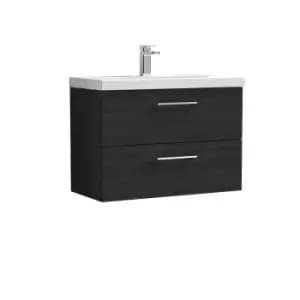 Nuie Arno 800mm Wall Hung 2 Drawer Vanity & Mid-Edge Basin Charcoal Black