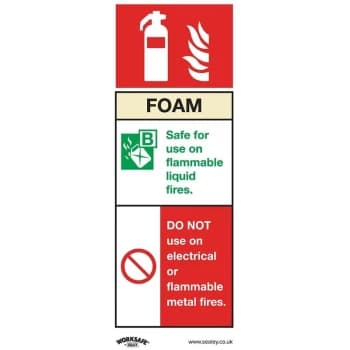 SS30P1 Safe Conditions Safety Sign - Foam Fire Extinguisher - Rigid Plastic - Sealey