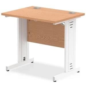 Trexus Desk Rectangle Cable Managed White Leg 800x600mm Oak Ref