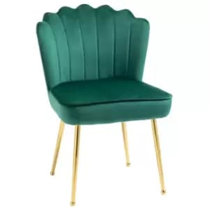 Homcom Accent Chair Velvet Touch Vanity Chair With Gold Tone Metal Legs Green