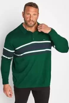 Stripe Long Sleeve Knitted Polo Shirt