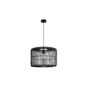 Xanthi Wire Pendent Lamp E27 Max 40W Rattan Black