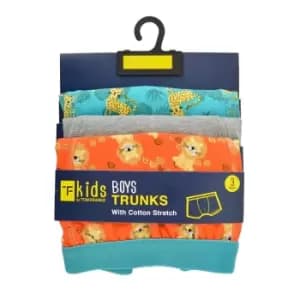 Tom Franks Boys Safari Print Trunks (Pack Of 3) (5-6 Years) (Blue/Grey/Orange)