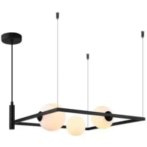 Italux Lighting - Italux Gareth - Modern Hanging Pendant Black 3 Light with White Shade, G9