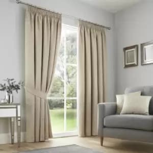 Lamina Jacquard Weave Pencil Pleat Lined Curtains, Natural, 46 x 54" - Curtina