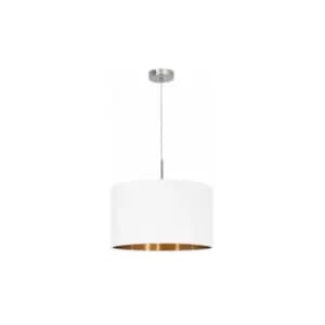 95044 Pasteri One Light Ceiling Pendant In Satin Nickel With White And Copper Shade- - Eglo