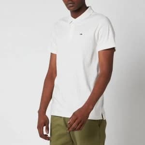 Tommy Jeans Mens Essential Jersey Polo Shirt - White - L